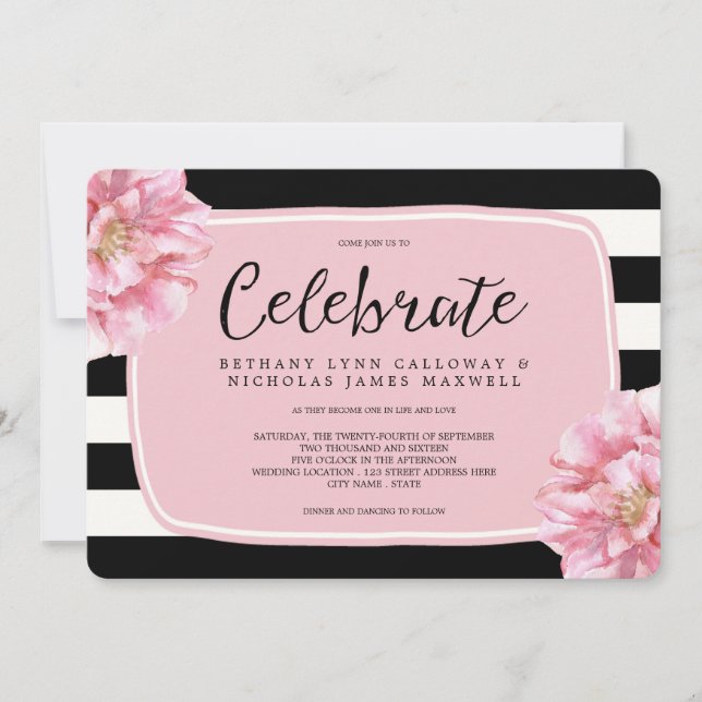 Floral Chic Wedding Invitation / Pink (Front)