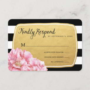 Floral Chic Wedding Response Card / Gold