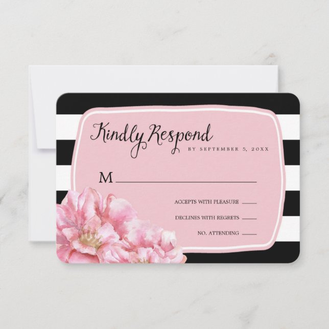 Floral Chic Wedding Response Card / Pink (Front)
