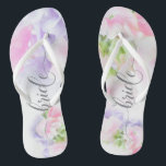 FLORAL CHIC WEDDING SWEET PEAS Bride Jandals<br><div class="desc">Bride Sandals to match the collection-  Floral Chic Wedding Sweet Peas in pink and lavender with pretty calligraphy and modern fonts</div>