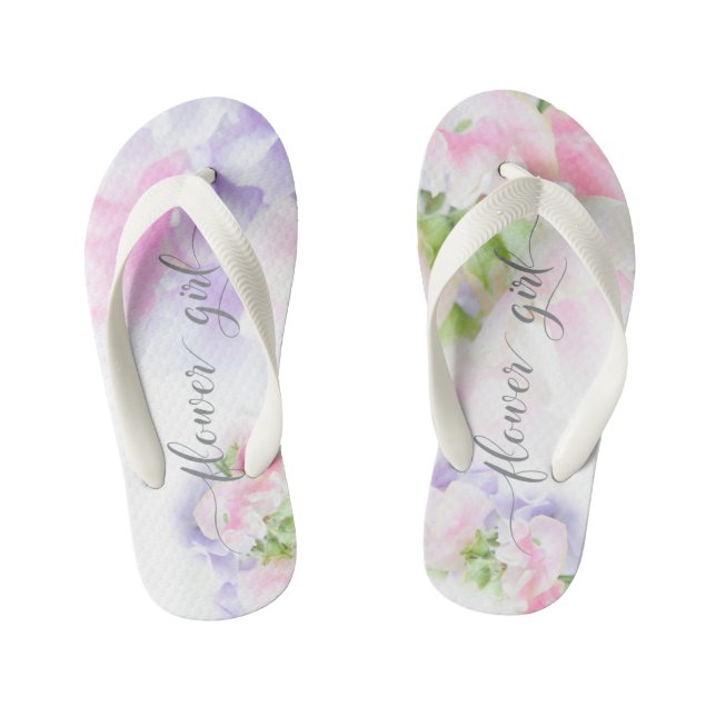 FLORAL CHIC WEDDING SWEET PEAS Flower Girl2 Kid's Jandals (Footbed)