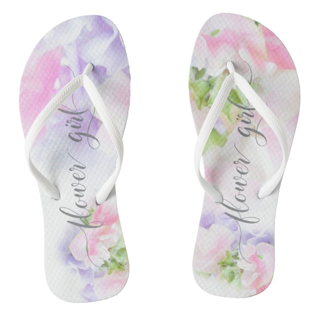 FLORAL CHIC WEDDING SWEET PEAS Flower Girl Jandals (Footbed)