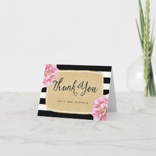 Floral Chic Wedding Thank You Card / Champagne