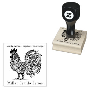 Floral Chicken Farm Fresh Eggs Custom Carton Rubber Stamp