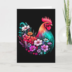 Floral Chicken Girl Flower Card