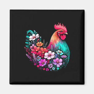 Floral Chicken Girl Flower  Magnet