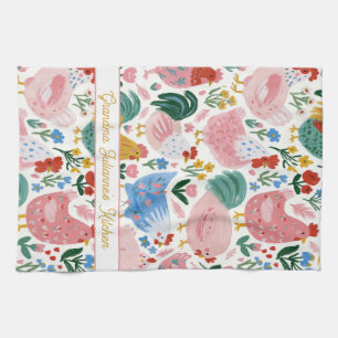 Floral Chicken Grandma's Kitchen Tea Towel