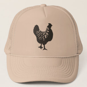 floral  chicken silhouette  trucker hat