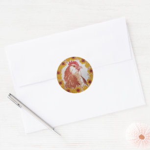 Floral Chicken Wreath Stickers
