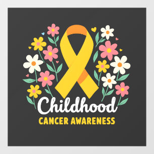 Floral Childhood Cancer Awareness Yellow Ribbon