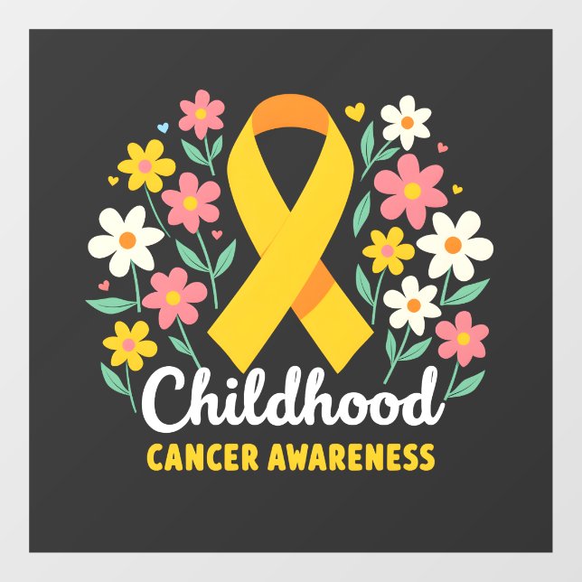 Floral Childhood Cancer Awareness Yellow Ribbon (Sheet)
