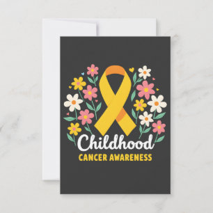 Floral Childhood Cancer Awareness Yellow Ribbon RSVP Card