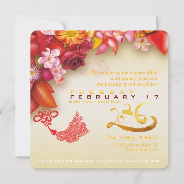 Floral Chinese gold Paper-cut Horse 2026 PSqInv (Front)