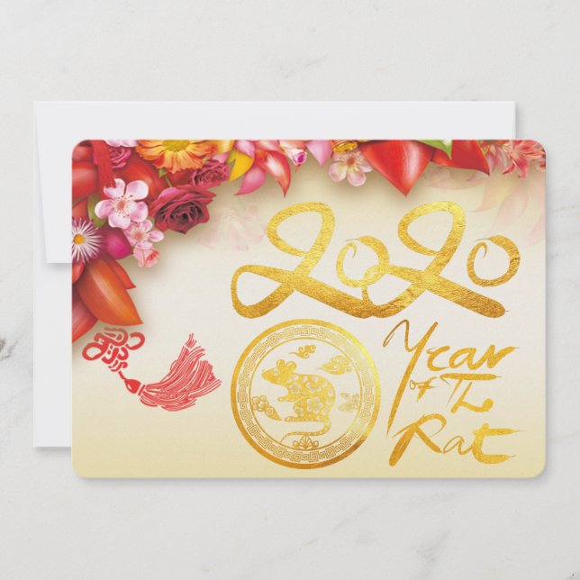 Floral Chinese gold Paper-cut Rat 2020 Party C (Front)