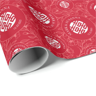 Floral Chinese Traditional Wedding Wrapping Paper