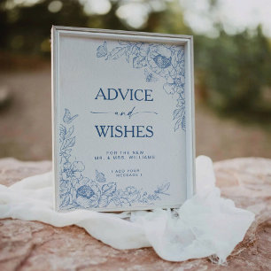 Floral Chinoiserie Advice & Wishes Pedestal Sign