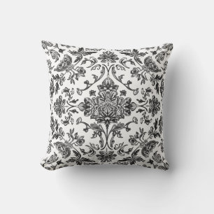 Floral Chinoiserie Black & White Watercolor Cushion