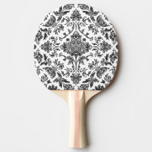Floral Chinoiserie Black & White Watercolor Ping Pong Paddle