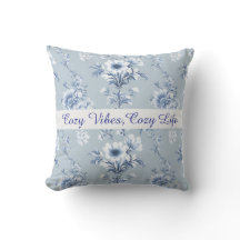 Floral Chinoiserie Blue Toile with custom text
