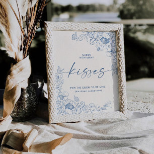 Floral Chinoiserie Guess How Many Kisses Pedestal Sign