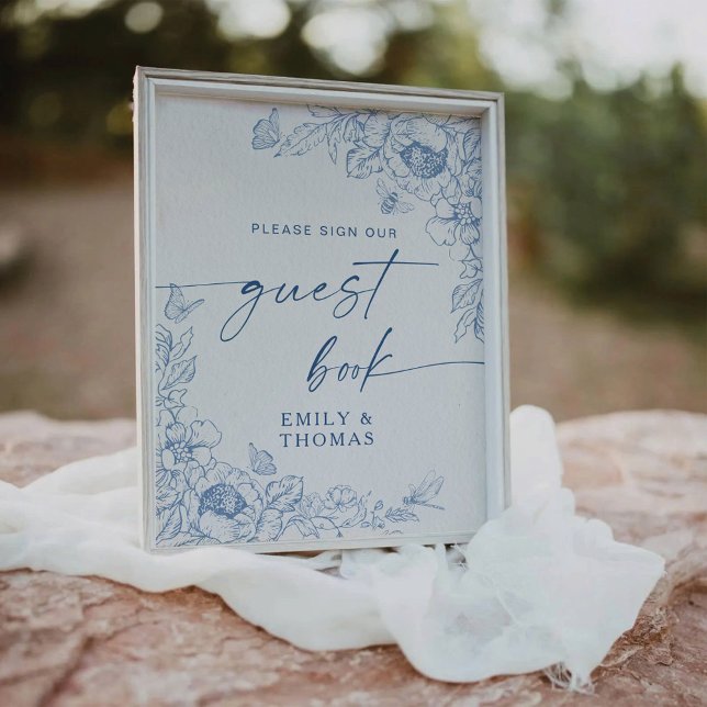 Floral Chinoiserie Guest Book Pedestal Sign (Creator Uploaded)