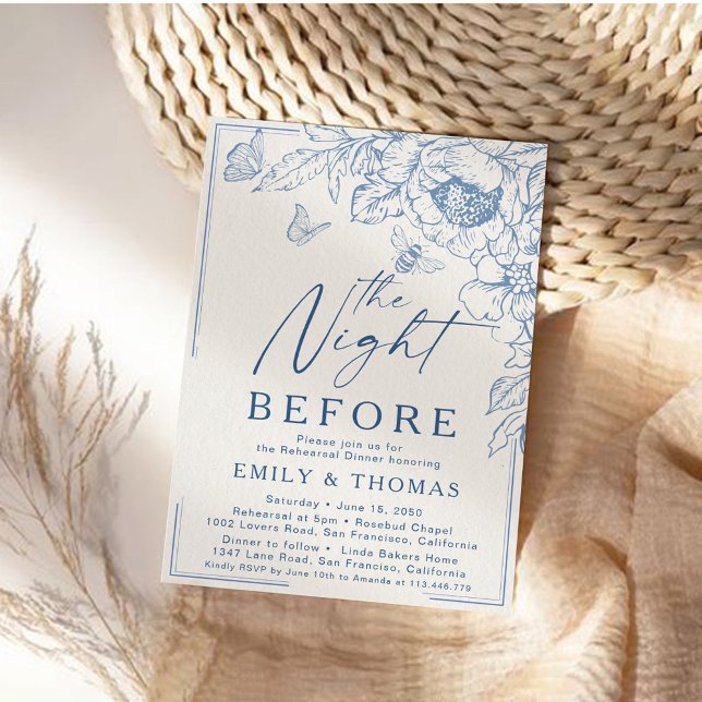 Floral Chinoiserie The Night Before Invitation (Creator Uploaded)