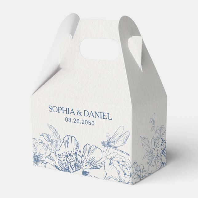 Floral Chinoiserie Wedding Favour Boxes (Front Side)