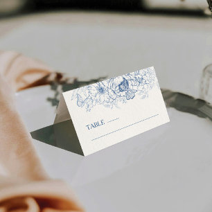 Floral Chinoiserie Wedding Folded Place Card