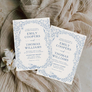  Floral Chinoiserie Wedding Invitation