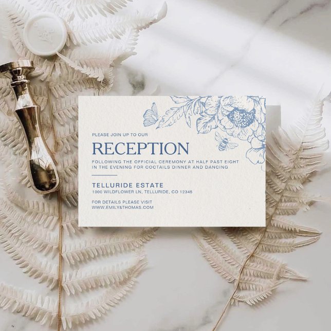 Floral Chinoiserie Wedding Reception Enclosure Card (Creator Uploaded)