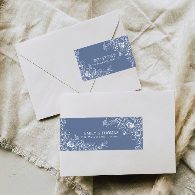 Floral Chinoiserie Wedding Return Address Label (Creator Uploaded)