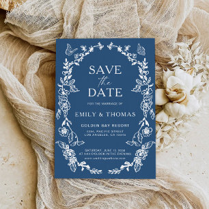 Floral Chinoiserie Wedding Save The Date Card