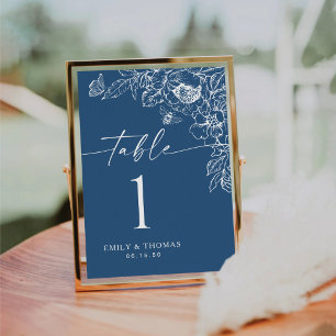 Floral Chinoiserie Wedding Table Number Card