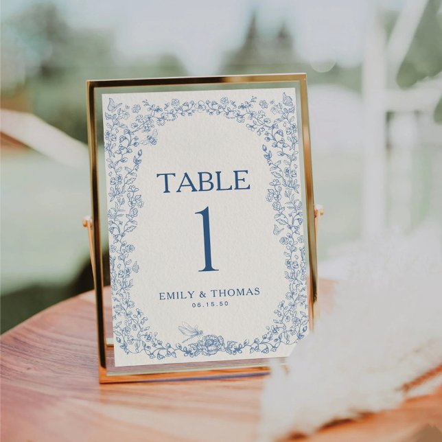 Floral Chinoiserie Wedding Table Number Card (Creator Uploaded)