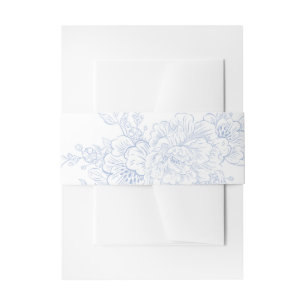 Floral Chintz Chinoiserie Blue Toile Wedding Invitation Belly Band