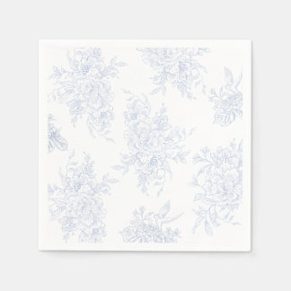 Floral Chintz Chinoiserie Blue Toile Wedding Napkin