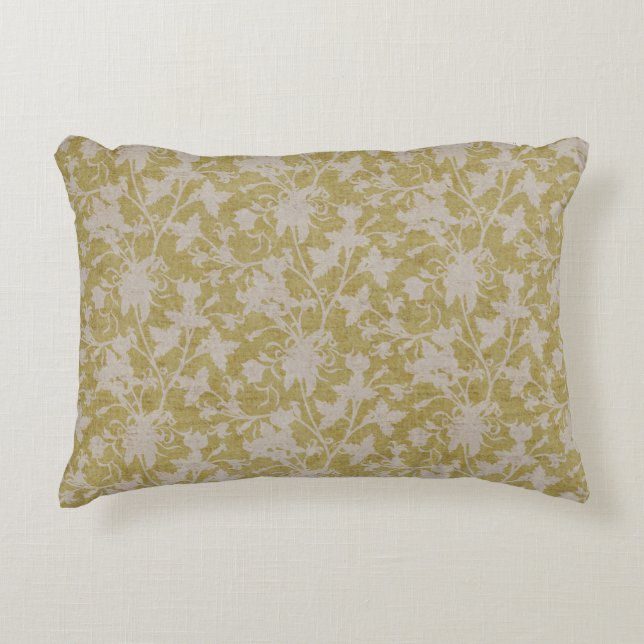 Floral Chintz Silhouette-Chartreuse  Decorative Cushion (Front)