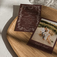 Floral Chocolate Brown Monogram Old Money Wedding