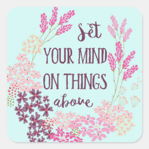 Floral Christian Bible Scripture Verse Square Sticker