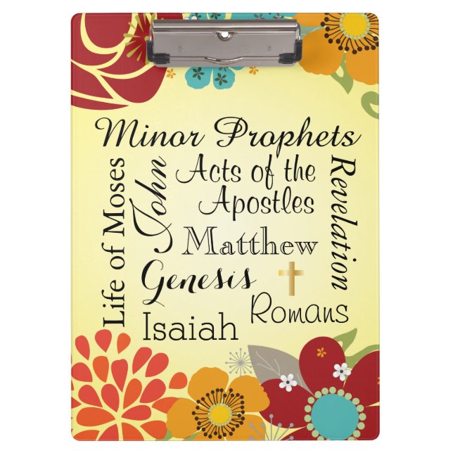 Floral Christian Books of the Bible Clipboard (Front)