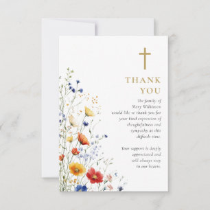 Floral Christian Celebration Of Life Funeral Thank You Card