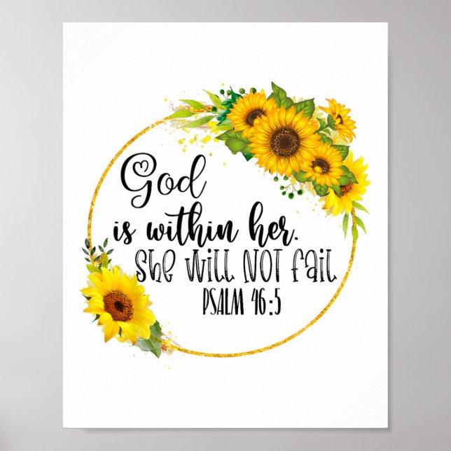 Floral Christian God Is Within Her She Will Not Fa Poster (Front)