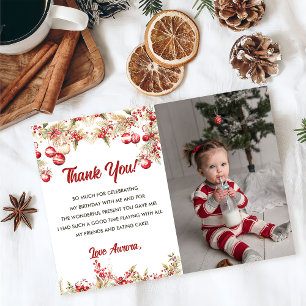 Floral Christmas Birthday Thank You Card Photo