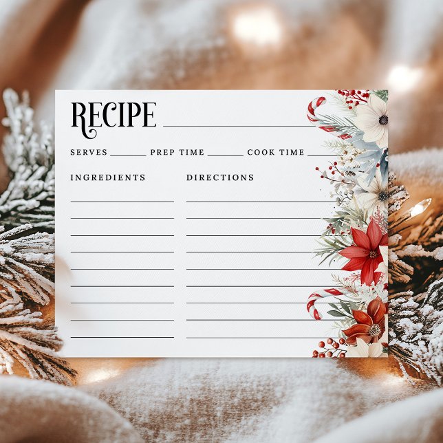Floral Christmas Bridal Shower Recipe Card (Creator Uploaded)