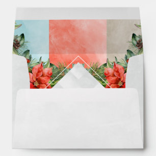 Floral Christmas Colour Block Return Address Envelope