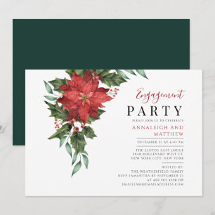 Floral Christmas Engagement Elegant Party Invitation