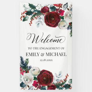 Floral Christmas Engagement party banner custom
