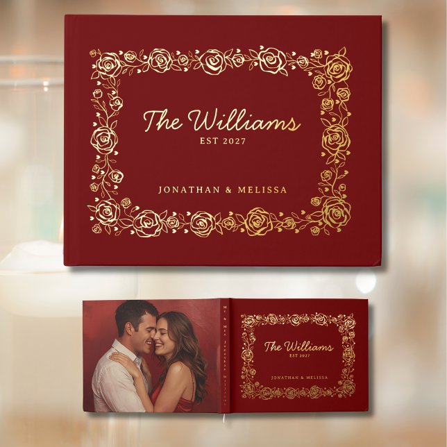 Floral Christmas Foil Guest Book Photo Guestbook (Creator Uploaded)