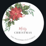 Floral Christmas Holiday Botanical Classic Round Sticker<br><div class="desc">A cool watercolor greenery holiday family,  corporate,  and co-workers party stickers</div>