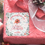 Floral Christmas Homemade Cookie Holiday Baking Square Sticker<br><div class="desc">Create stickers to label your Christmas holiday homemade goods,  cookies,  candy,  treats,  party favours and more featuring modern,  elegant winter flowers - poinsettias,  berries and leaves - and your message in chic lettering.</div>